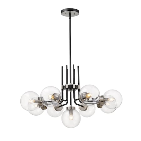 Z-Lite Parsons 9 Light Chandelier, Matte Black & Clear 477-9MB-BN